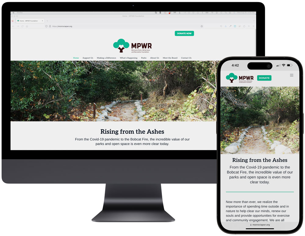 Website Design - Monrovia Parks, Wilderness, and Recreation Foundation